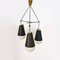 Mid-Century Italian Black Metal 3-Light Ceiling Lamp with Opaline Glass, 1950s 1