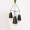 Plafonnier à 3 Lampes Mid-Century en Métal Noir avec Verre Opalin, Italie, 1950s 1