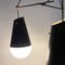 Plafonnier à 3 Lampes Mid-Century en Métal Noir avec Verre Opalin, Italie, 1950s 6