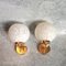 Gold Metal and Painted Glass Sconces, Set of 2 1