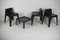 Fibreglass Chocolate Color Chairs and Coffee Table, France, 1970s, Set of 4 1