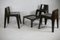 Fibreglass Chocolate Color Chairs and Coffee Table, France, 1970s, Set of 4 3