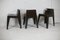 Fibreglass Chocolate Color Chairs and Coffee Table, France, 1970s, Set of 4 2