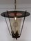 Lampada da soffitto a forma di lanterna vintage in ferro laccato nero con rifiniture in ottone e rame, anni '60, Immagine 2