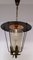 Vintage Lantern Ceiling Lamp in Black Lacquered Iron with Brass and Copper Trim & Open Conical Shade in Tinted Glass, 1960s, Image 3