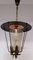 Vintage Laternen-Deckenlampe aus schwarz lackiertem Eisen mit Messing- und Kupferverzierungen & offenem konischem Schirm aus getöntem Glas, 1960er 3