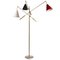 Italian Floor Lamp with Articulated Arms, Adjustable Lacquered Brass Lampshade & Marble Base from Arredoluce 1