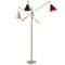 Italian Floor Lamp with Articulated Arms, Adjustable Lacquered Brass Lampshade & Marble Base from Arredoluce, Image 1