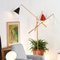 Italian Floor Lamp with Articulated Arms, Adjustable Lacquered Brass Lampshade & Marble Base from Arredoluce, Image 7