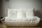 Französisches Vintage Togo Wohnzimmer Set aus weißem Leder von Michel Ducaroy für Ligne Roset, 3er Set 9