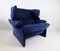 Portovenere Lounge Chair in Blue by Vico Magistretti for Cassina 15