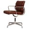 Early Aluminum EA208 Softpad Chair in Dark Tan Leather by Eames for Herman Miller, 1970s 1