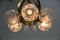 Lámpara de araña de latón y vidrio con seis luces, años 80, Imagen 9