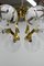 Brass and Glass 6-Light Chandelier, 1980s, Image 6