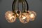 Brass and Glass 6-Light Chandelier, 1980s, Image 2