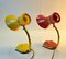 Italian Red, Yellow & Brass Table Lamps from Stilnovo, 1960s, Set of 2 10