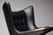 Schwarze Papa Bear Chairs aus Leder mit Fußhocker von Hans Wegner für AP Stolen, 3er Set 6