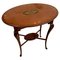 Antiker ovaler Jugendstil Tisch aus Mahagoni mit Intarsien 1