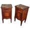 Antique Italian Walnut & Portoro Marble Nightstands with Marquetry, Set of 2 1