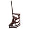 Mid-Century Italian Carved Walnut Wood and Leather Spiral 4-Step Library Ladder, Image 1