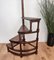 Mid-Century Italian Carved Walnut Wood and Leather Spiral 4-Step Library Ladder 4