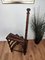 Mid-Century Italian Carved Walnut Wood and Leather Spiral 4-Step Library Ladder, Image 6