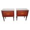 Mid-Century Italian Art Deco Nightstands in Walnut with White Marble Tops, Set of 2 1