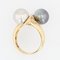 Bague Duo Diamants Modernes, Perle Blanche et Grise en Or Jaune 18 Carat 11