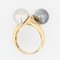Modern Diamonds , White and Gray Pearl Duo Ring in 18 Karat Yellow Gold 11