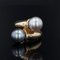 Anello Duo moderno con diamanti, perle bianche e grigie in oro giallo a 18 carati, Immagine 3