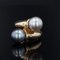 Modern Diamonds , White and Gray Pearl Duo Ring in 18 Karat Yellow Gold, Image 3