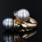 Anello Duo moderno con diamanti, perle bianche e grigie in oro giallo a 18 carati, Immagine 4