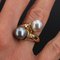 Modern Diamonds , White and Gray Pearl Duo Ring in 18 Karat Yellow Gold 5