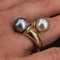 Modern Diamonds , White and Gray Pearl Duo Ring in 18 Karat Yellow Gold, Image 8