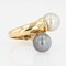 Modern Diamonds , White and Gray Pearl Duo Ring in 18 Karat Yellow Gold, Image 9