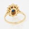 Französischer Moderner Saphir Doppelreihiger Diamanten Ring aus 18 Karat Gelbgold 10