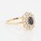 French Modern Sapphire Double Row Diamonds Ring in 18 Karat Yellow Gold, Image 5