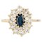 French Modern Sapphire Double Row Diamonds Ring in 18 Karat Yellow Gold 1