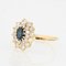 French Modern Sapphire Double Row Diamonds Ring in 18 Karat Yellow Gold 3