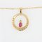 French Modern Ruby and Diamonds Pendant and Chain in 18 Karat Yellow Gold 13