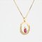 French Modern Ruby and Diamonds Pendant and Chain in 18 Karat Yellow Gold 5