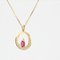 French Modern Ruby and Diamonds Pendant and Chain in 18 Karat Yellow Gold 4