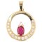 French Modern Ruby and Diamonds Pendant and Chain in 18 Karat Yellow Gold 1