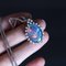 Vintage 14K White Gold Necklace with Triple Opal and Diamond Pendant, 1970s, Image 1