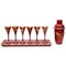 Cocktail Urushi Japanese Red Lacquered Set, England, 1910s, Set of 8 1