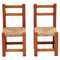 Wood and Rattan Children Chairs, 1960s, Set of 2 1