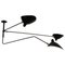 Black Lamp with Two Fixed and One Rotating Curved Arm by Serge Mouille, Image 1