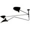 Lámpara colgante negra con 2 brazos curvos y 1 giratorio de Serge Mouille, Imagen 1