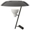 Modell 548 Tischlampe aus dunkel brüniertem Messing mit grauem Schirm von Gino Sarfatti 1