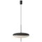 Lámpara de mesa modelo 2065 con difusor en blanco y negro, herrajes negros y cable negro de Gino Sarfatti, Imagen 1